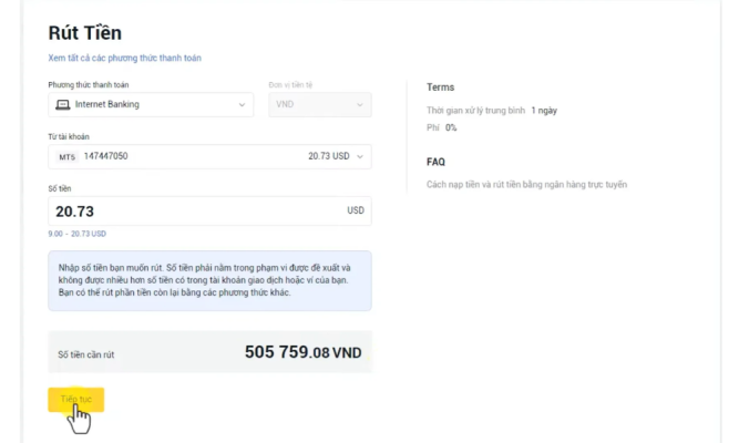 Hướng dẫn cách nạp tiền sàn Exness mới nhất 2025 7 Nhập số tiền cần rút
