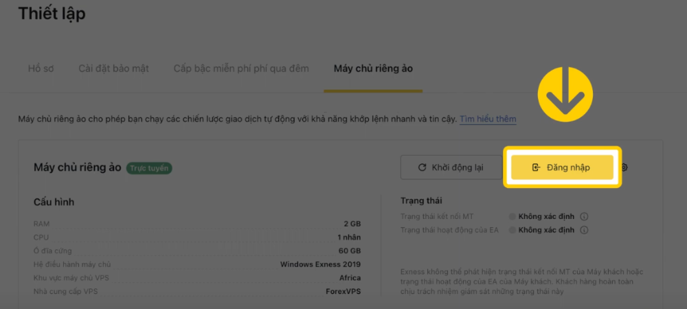 Hướng dẫn chi tiết cách kết nối với VPS Exness mới nhất 2025 2 Đăng nhập VPS Exness