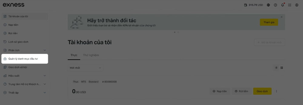 Hướng dẫn chi tiết các bước để thiết lập hạn mức đầu tư sàn Exness 2 Quản lý danh mục đầu tư sàn Exness