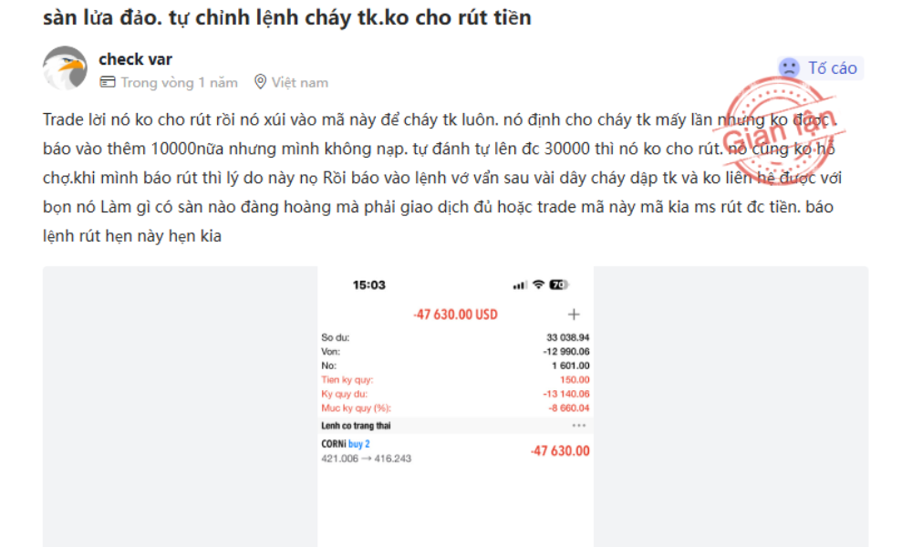 Sàn Alpha Trading Hub có uy tín không? Đánh giá chi tiết năm 2025 4 tố cáo của khách hàng bị đánh cháy tài khoản