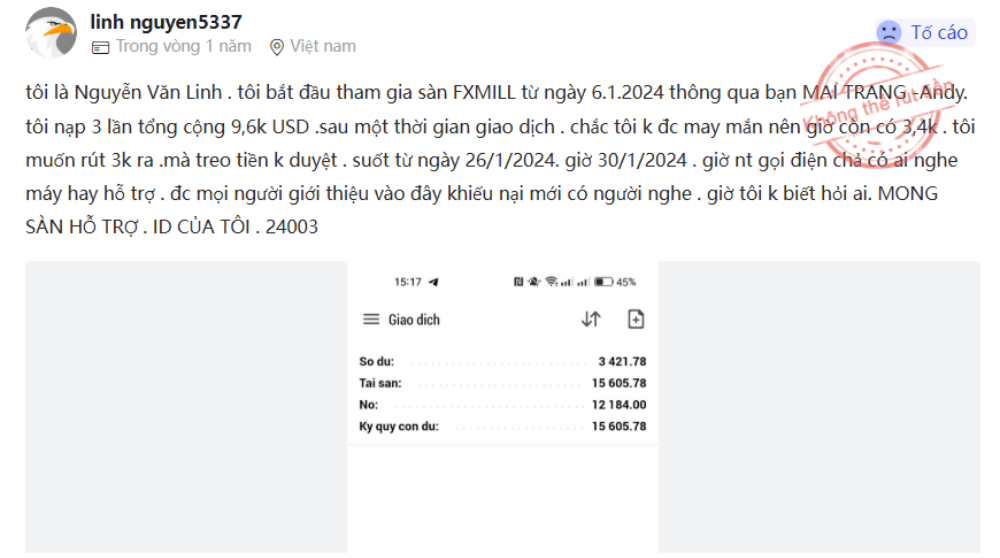 Sàn FXMILLS là sàn giao dịch lừa đảo? Đánh giá chi tiết sàn FXMILLS 4 tố cáo của khách hàng nhận được sự hỗ trợ