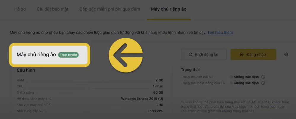 Hướng dẫn chi tiết cách đăng ký VPS Exness mới nhất năm 2025 9 Trạng thái trực tuyến
