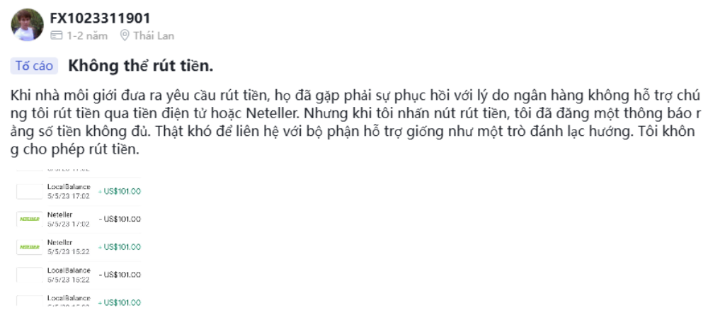 Khách hàng không thể rút tiền sàn superforex