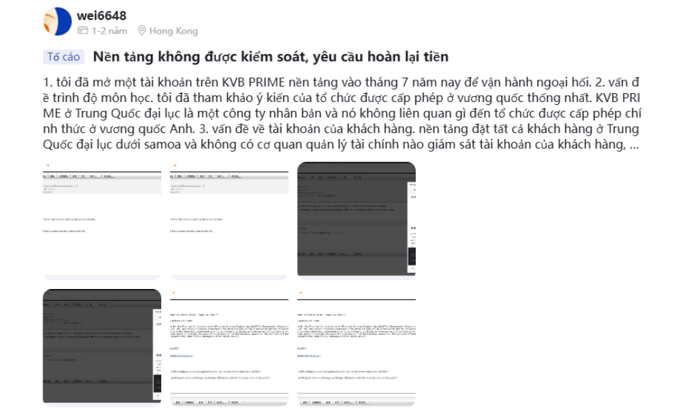 Sàn KVB Prime có uy tín không? Thực hư tin đồn sàn KVB Prime lừa đảo 4 Tố cáo của khách hàng không thể rút tiền (1)