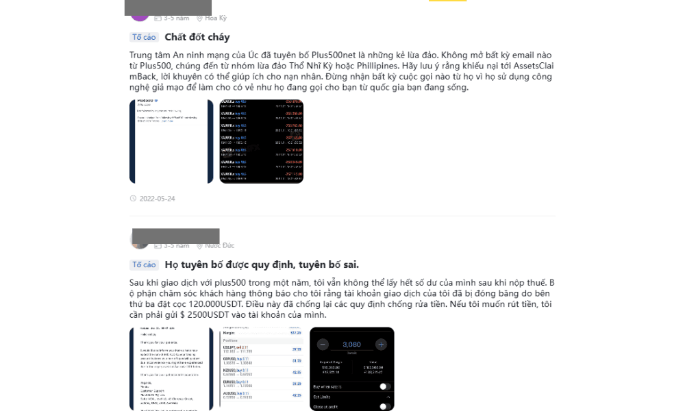 Tố cáo sàn Plus500