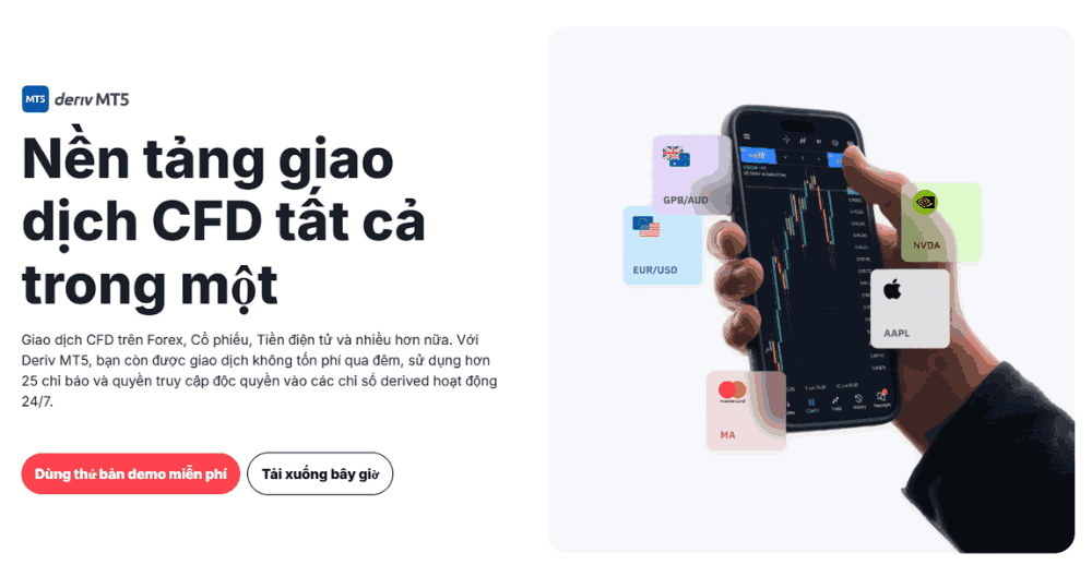 Sàn Deriv có lừa đảo không? Đánh giá chi tiết sàn Deriv năm 2025 4 MT5 tại sàn Deriv