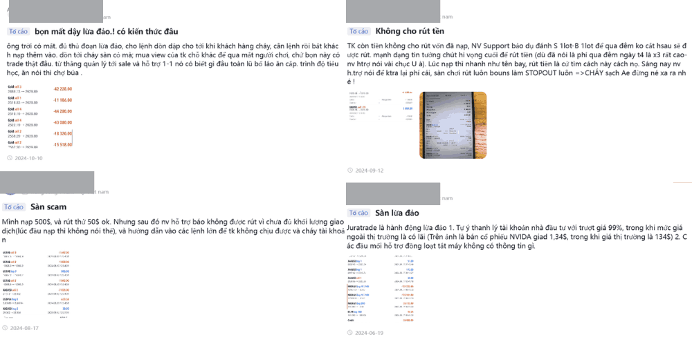 Tố cáo sàn Jura Trade từ người dùng