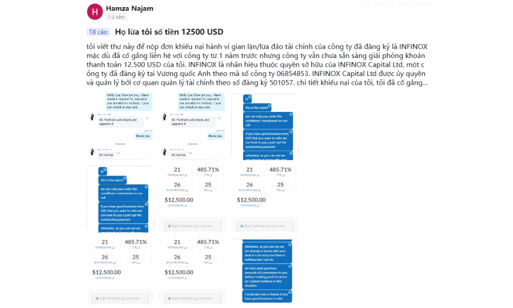 Sàn INFINOX có uy tín không? Đánh giá sàn INFINOX năm 2025 4 Một vụ việc khác của sàn INFINOX