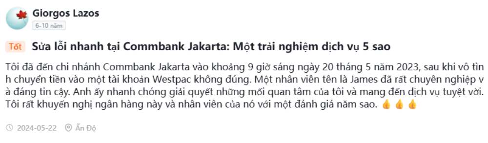 Sàn CommBank có uy tín không? Đánh giá sàn CommBank năm 2025 5 Nhà đầu tư có trải nghiệm tốt tại sàn CommBank