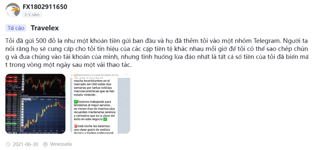 Sàn Travelex có uy tín không? Đánh giá sàn Travelex năm 2025 4 Thông tin phản ánh từ nhà đầu tư về sàn Travelex
