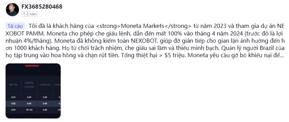 Sàn Moneta Markets có uy tín không ? Đánh giá sàn Moneta Markets 2025 4 sàn Moneta Markets che giấu lệnh giao dịch
