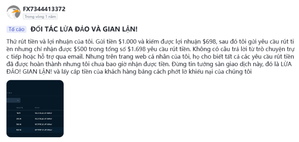 Một nhà đầu tư khác không thể rút tiền