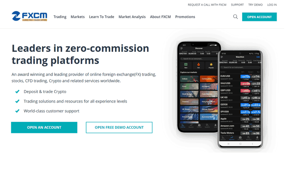 Truy cập vào website của sàn FXCM