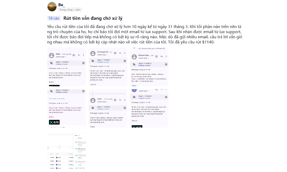 Sàn IUX có phải sàn lừa đảo không? Cảnh báo scam sàn IUX 5 Yêu cầu rút tiền của nhà đầu tư không được duyệt