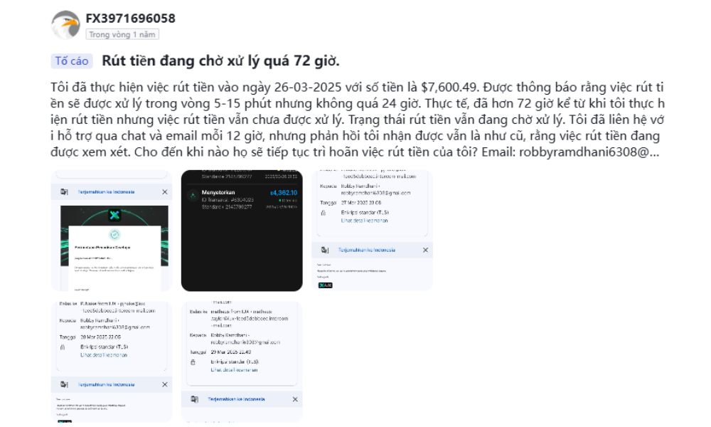 Sàn IUX có phải sàn lừa đảo không? Cảnh báo scam sàn IUX 6 Yêu cầu rút tiền của nhà đầu tư liên tục không được duyệt
