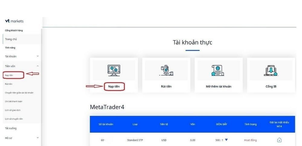 Nạp tiền và bắt đầu giao dịch