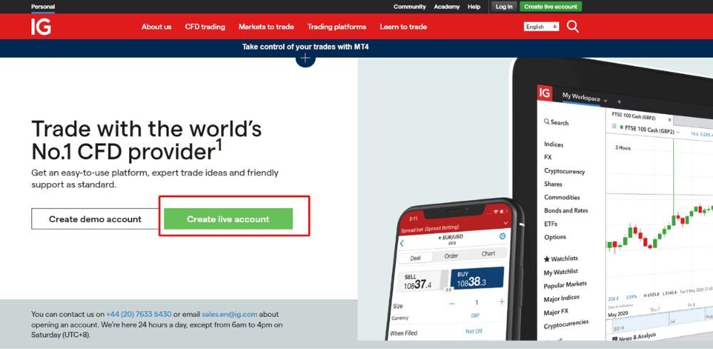Hướng dẫn chi tiết cách mở tài khoản sàn IG Markets 2 Truy cập vào website sàn IG Markets