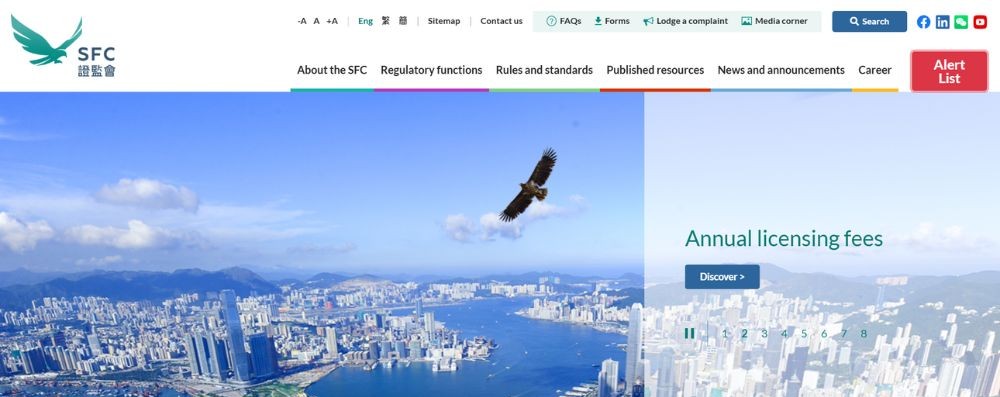 Giấy phép SFC là gì? Mức độ uy tín của giấy phép SFC 2 Giao diện website SFC