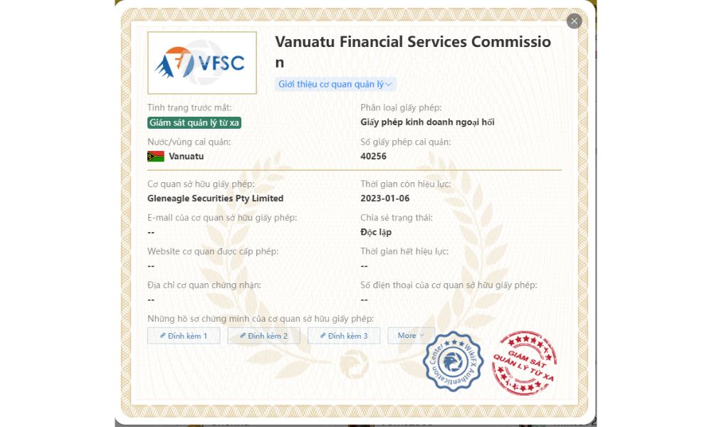 Giấy phép VFSC là gì? Mức độ uy tín của giấy phép VFSC 3 Hình ảnh giấy phép VFSC từ WikiFX