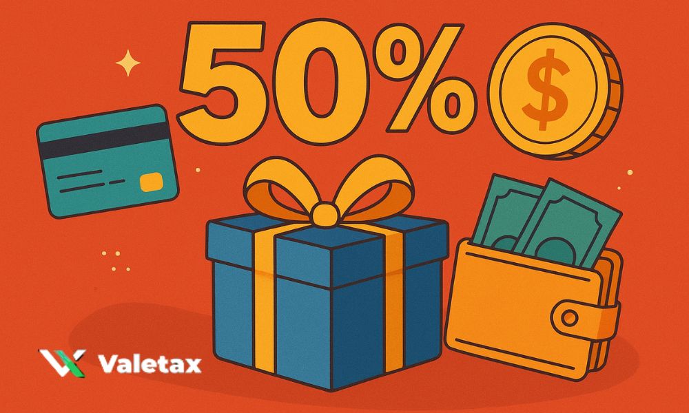 khám phá ưu đãi 50% thưởng nạp tiền cùng valetax