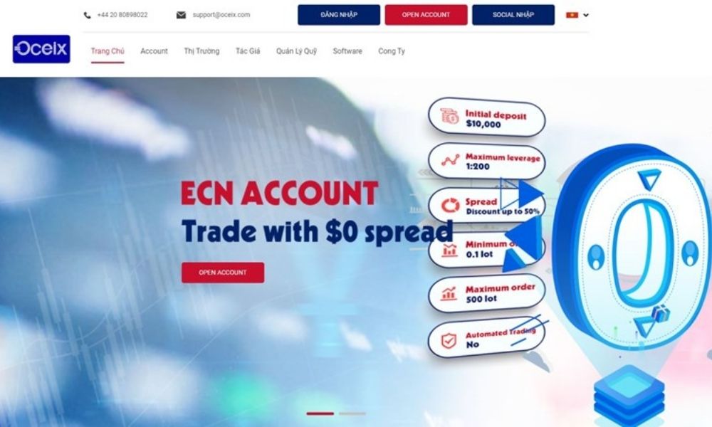 Website sàn OCEIX