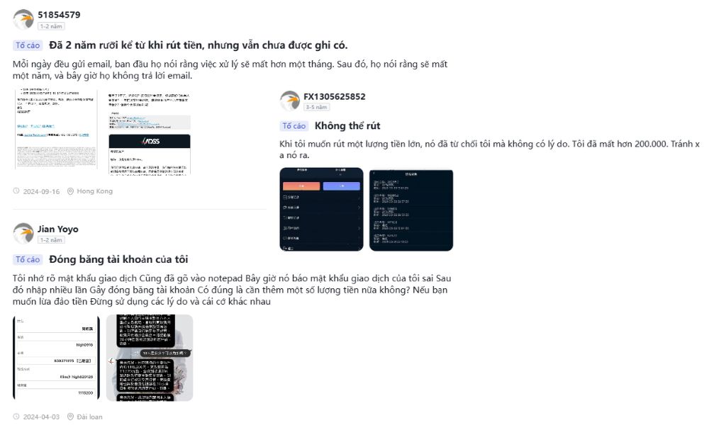 Các đánh giá tiêu cực từ người dùng