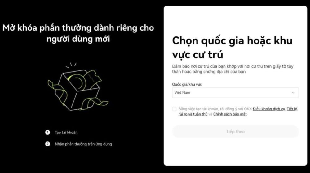 Chọn quốc gia hoặc khu vực cư trú
