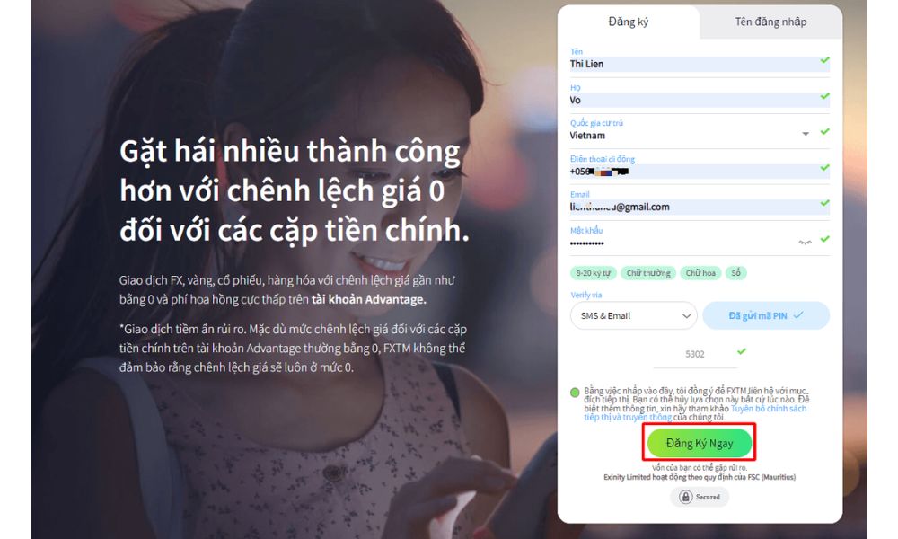 Điền thông tin đăng ký