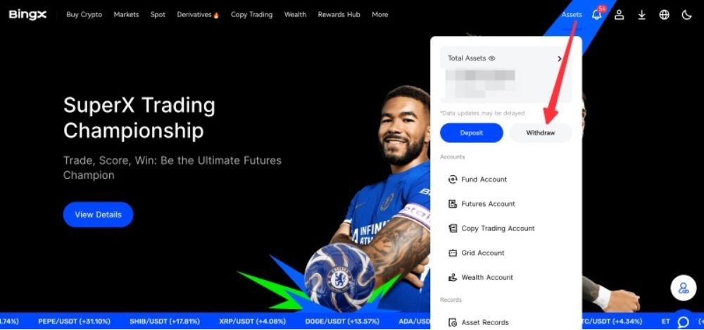 Hướng dẫn rút tiền từ sàn BingX mới nhất năm 2025 2 Chọn tính năng rút tiền