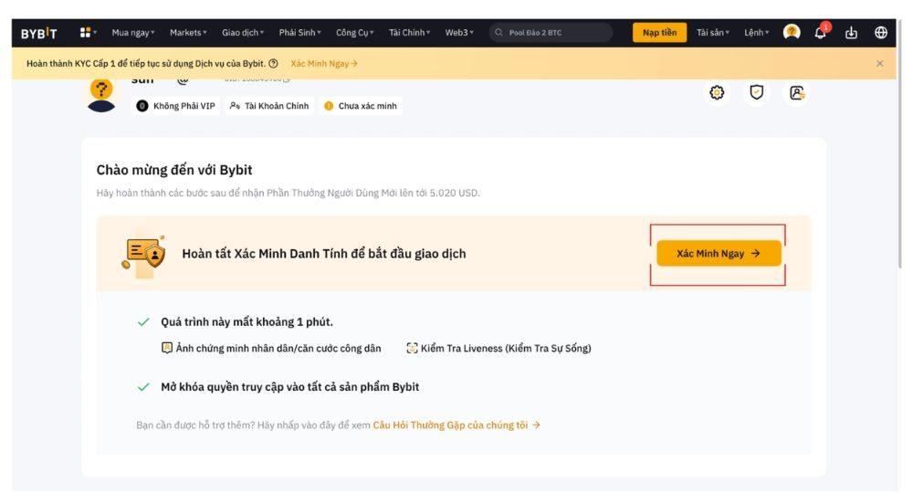Hoàn tất xác minh danh tính (KYC)