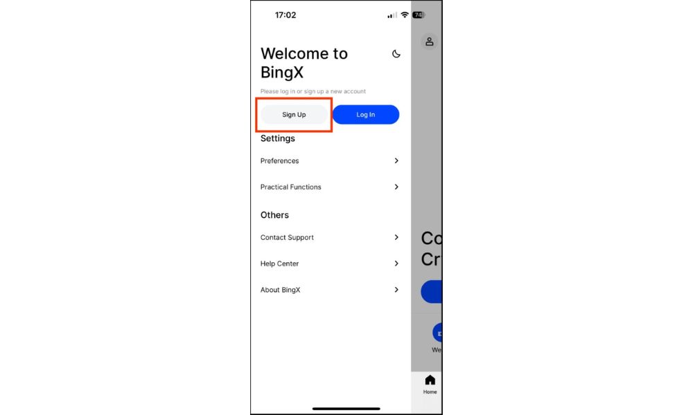 Mở tài khoản sàn bingx bằng điện thoại