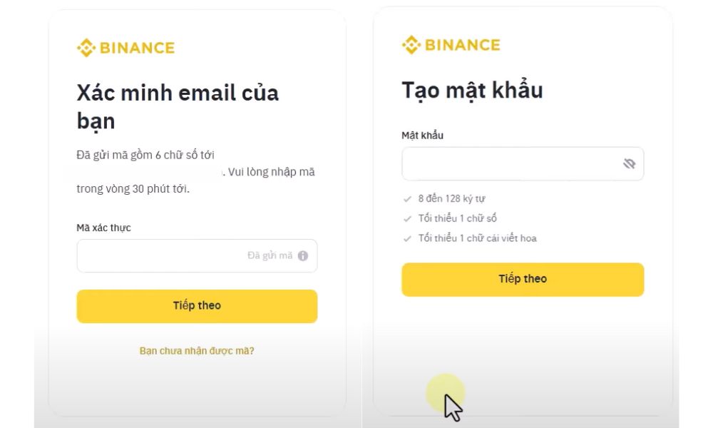 Tạo tài khoản sàn Binance
