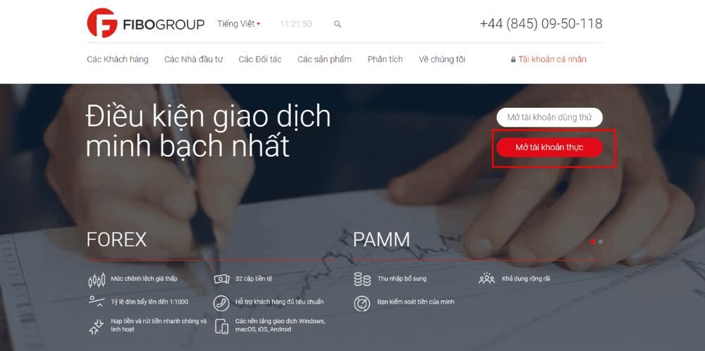 Truy cập vào fibo group