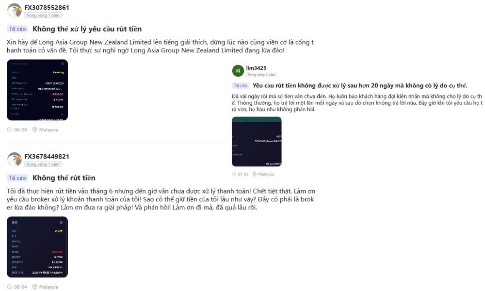 Sàn Long Asia có uy tín không? Đánh giá chi tiết sàn 2025 5 các tố cáo từ nhà đầu tư