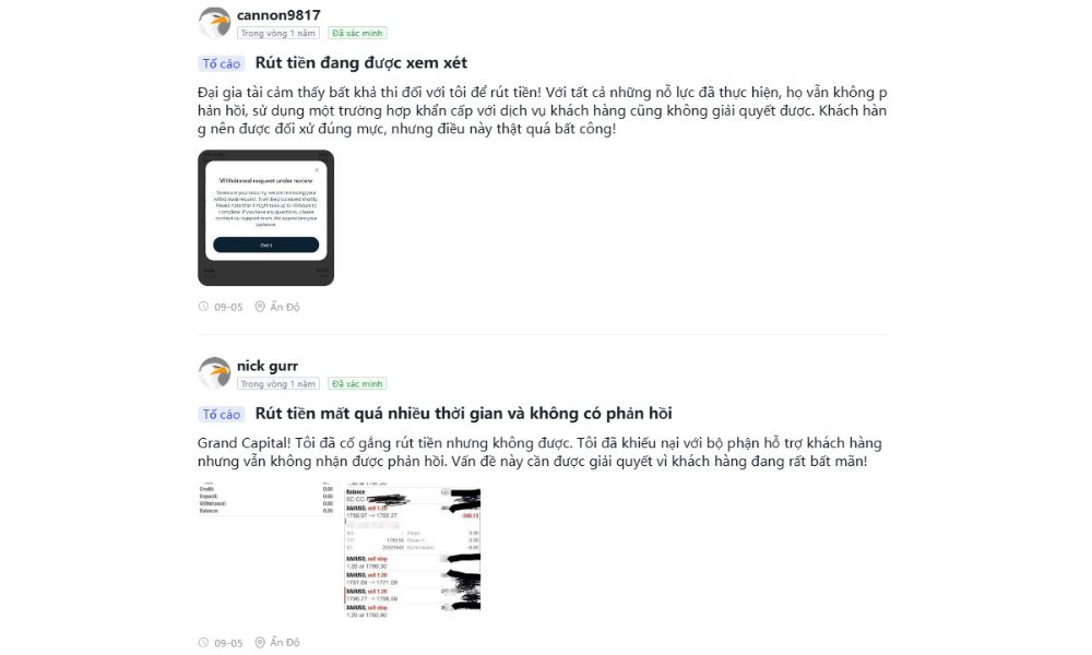 dấu hiệu scam của sàn grand capital