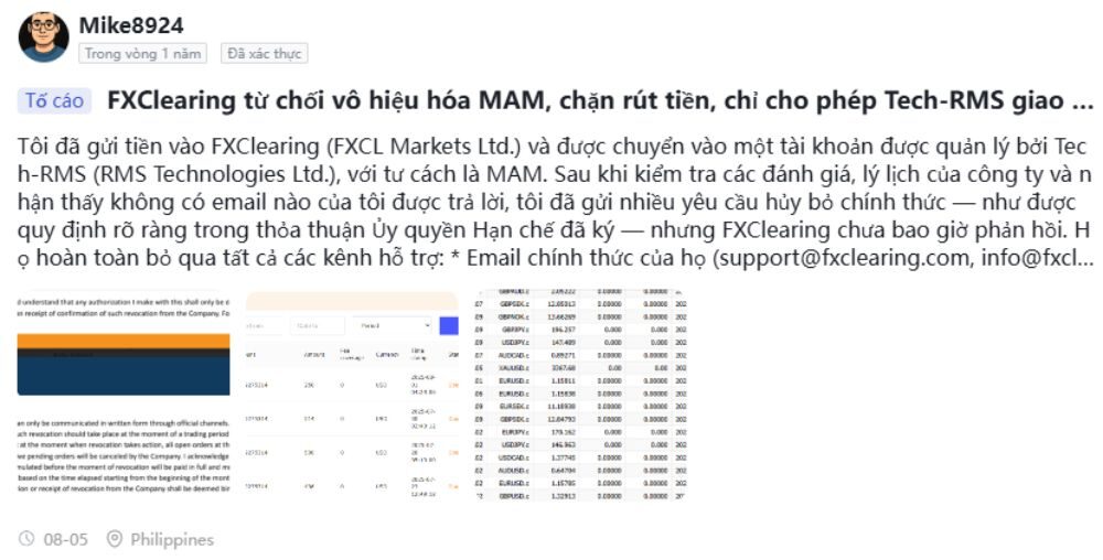 sàn fxcl chặn rút tiền