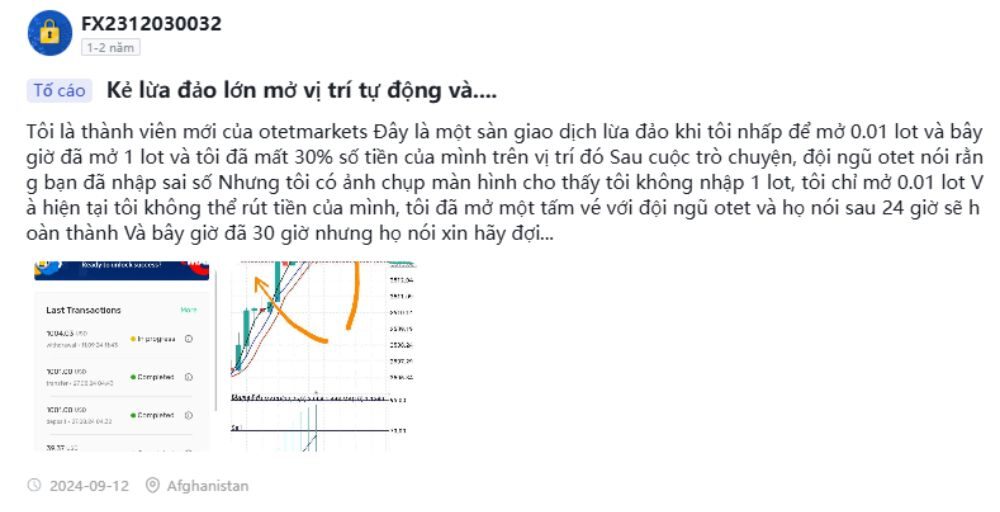 Sàn OtetMarkets có uy tín không? Đánh giá chi tiết sàn 2025 4 sàn otetmarkets không hỗ trợ nhà đầu tư