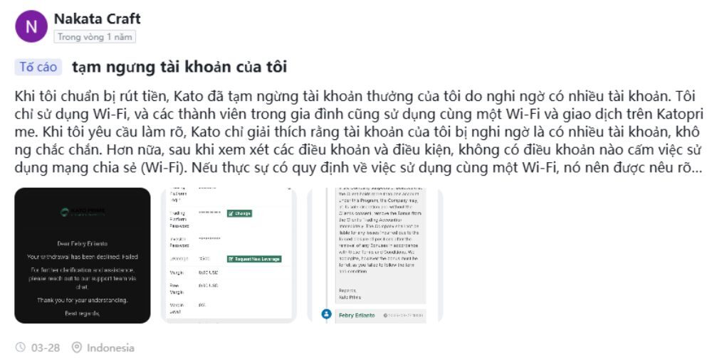 sàn tự động tạm ngưng tài khoản