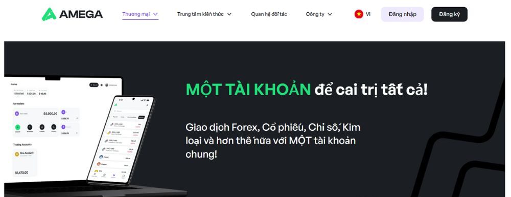 tài khoản giao dịch tại sàn amega