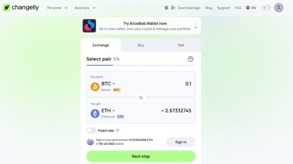 Website sàn Changelly