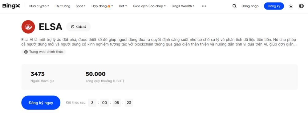 Đón sóng AI: Săn Airdrop 50.000 USDT nhân dịp BingX niêm yết Elsa AI 2 Điểm nhấn của dự án Elsa AI