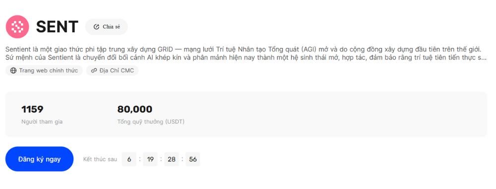 BingX niêm yết Sentient (SENT): Săn thưởng từ Pool 80.000 USDT 2 Sự kiện BingX niêm yết Sentient
