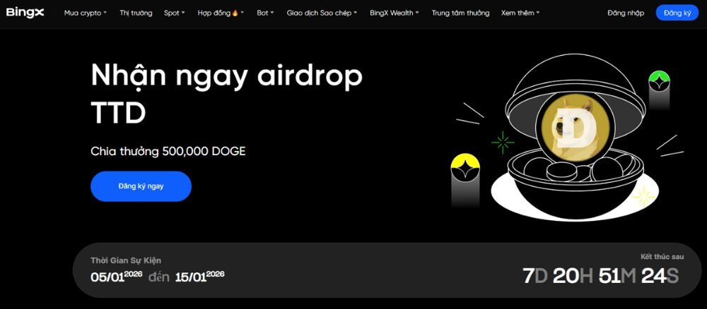 Thông tin sự kiện Airdrop TTD trên BingX